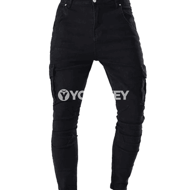 Erkekler üçin elastik slim fit cargo jeans, köp jübülü gündelik jalbar