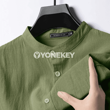 Erkekler üçin ýeňil zygyr-pambyk köýnek, uzyn ýeňli rahat köýnek