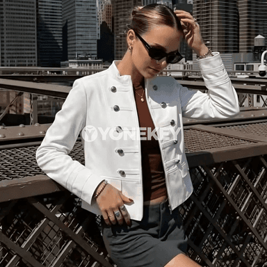 Zenanlar üçin güýz-ýaz ýeňil blazer kurtka, döwrebap stil