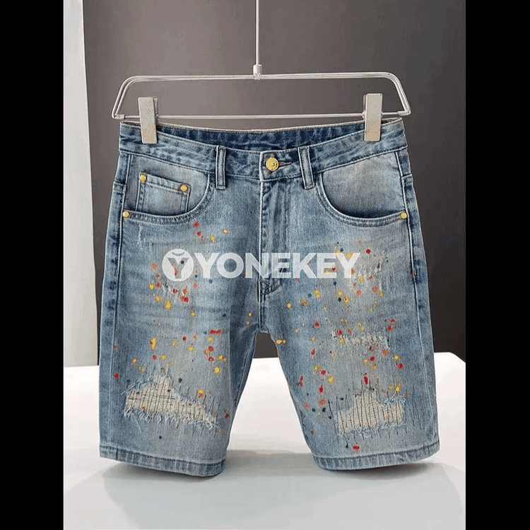 Erkekler üçin ýaz-tomus rahat denim şortik, gysga balak