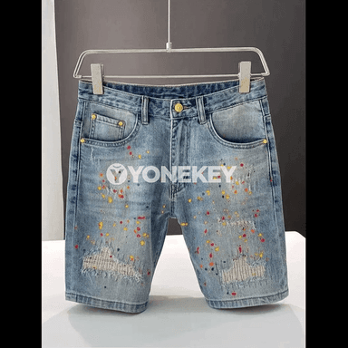 Erkekler üçin ýaz-tomus rahat denim şortik, gysga balak