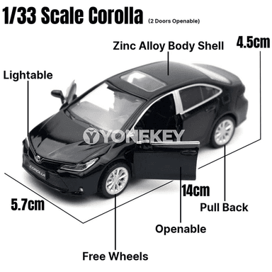 Toyota Corolla Hybrid 1:32 metal oýnawaç modeli sesli-çyra bilen