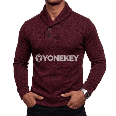 Erkekler üçin ýyly boýunly trikotaž sweatshirt, güýz-gyş üçin