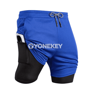 Erkekler üçin sport şortlary, ýeňil we çalt guradýan 2 in 1 model