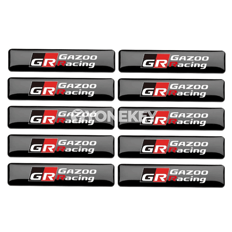 Toyota üçin 2/5/10 sany epoksi awto sticker — GR Racing bezegi