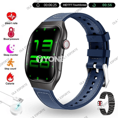 Bluetooth arkaly jaňly akylly sagat, ECG+PPG, 2.01 dýum HD ekranly
