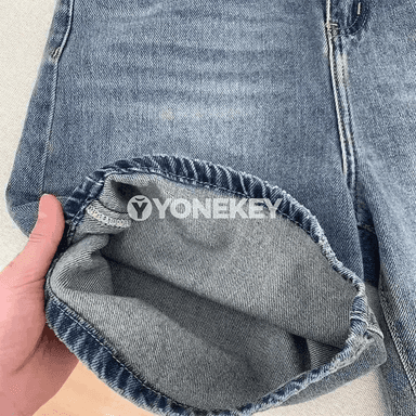 Retro ýokary belli denim şortikler, giň biçim, tomus üçin