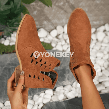 Zenanlar üçin zamşly döwrebap ankle botinkalar, rahat we süýşmeýän