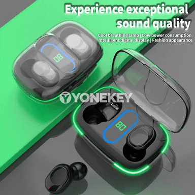 Y90 TWS simsiz Bluetooth 5.3 gulaklyklary, sport üçin mikrofonly stereo model