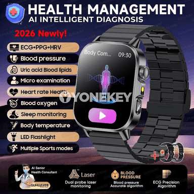 GUHUAVMI akylly saglyk sagady, ECG/HRV, gan basyşy, Bluetooth jaň