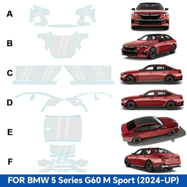 BMW G60 5 Series M Sport üçin kesilen 3D TPU awtoulag stikeri