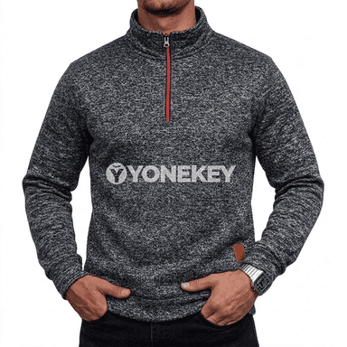 Erkekler üçin ýyly zipli sweatshirt, güýz-gyş üçin