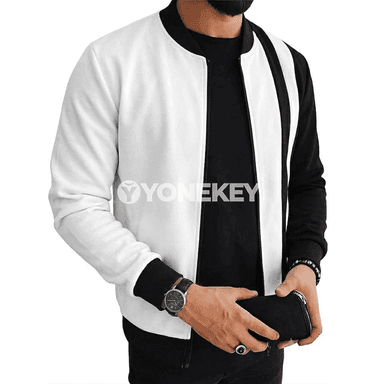 Erkekler üçin ýaz/gyş bomber görnüşli ýeňil kurtka, doly zipli