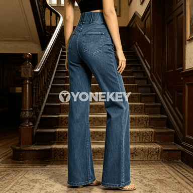 Zenanlar üçin giň göni jeans balak, gündelik rahat model