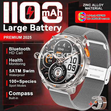 GUHUAVMI outdoor sport akylly sagat, 1100mAh, AMOLED, Bluetooth jaň