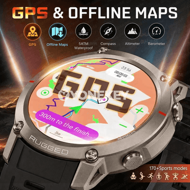Erkekler üçin GPS-li akylly sport sagady, AMOLED, 5ATM, jaňly