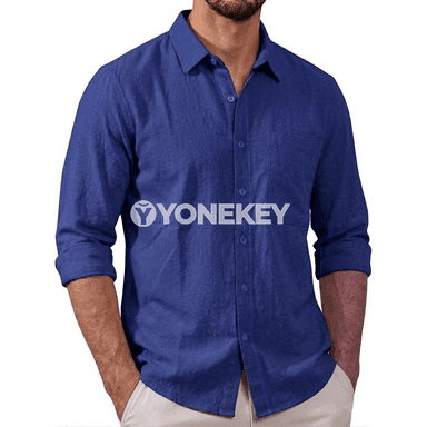 Erkekler üçin ýeňil pagta köýnegi, uzyn ýeňli casual model