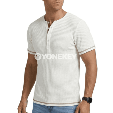Ýazlyk henley erkek futbolkasy, ýeňil, dem alyşly, gündelik stil