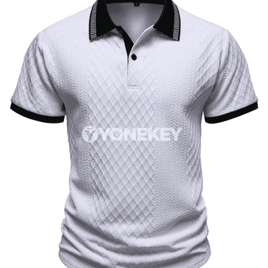 Erkekler üçin sporty, gysga ýeňli jakard polo köýnek