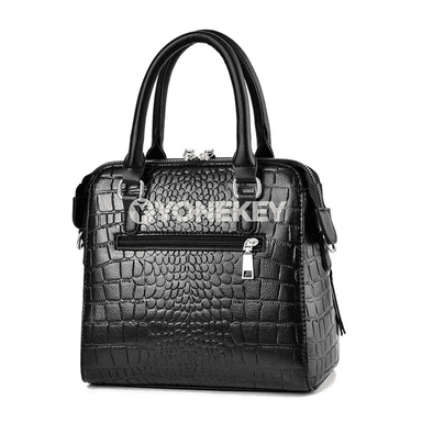 Zenanlar üçin retro alligator PU deri sumka, säherli demlikli ramly