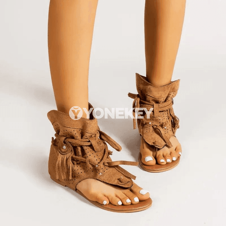 Zenanlar üçin retro sandallar, ýeňil, rahat, gladiator görnüşli