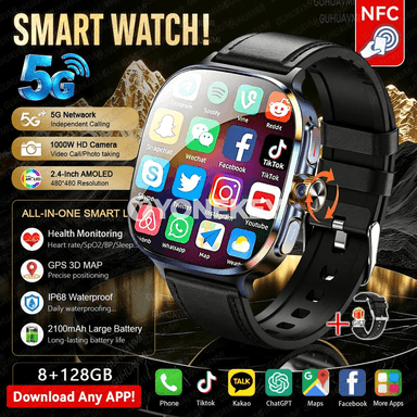 2.4" AMOLED ekranly 4G/5G akylly sagat, kamera we SIM kartaly