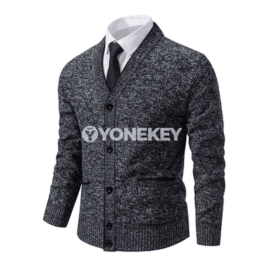 Erkekler üçin V boýunly trikotaž kardigan, güýz-gyş switer jaket