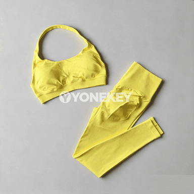 Zenanlar üçin 2 bölek yoga toplumy: sport bra we leggins