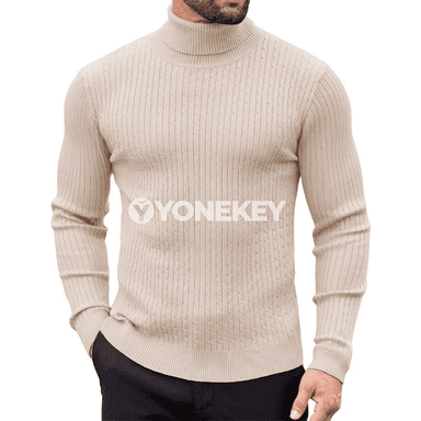 Erkekler üçin ýyly boz boýunly switer, slim görnüşli