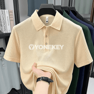 Erkekler üçin ýüngil, dem alýan polo futbolka, tomuslyk gündelik köýnek