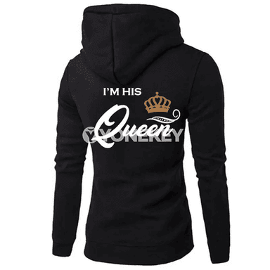 Jübütler üçin güýz-gyş hoodie: KING / QUEEN çaply rahat model