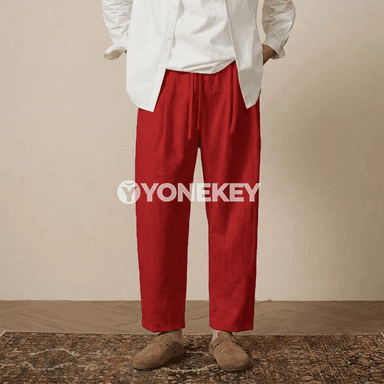 Erkekler üçin rahat pagta balaklar, giň kesim, dem alýan