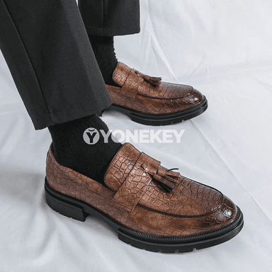 Erkekler üçin klassik deri loafers, slip-on, ofis we gündelik