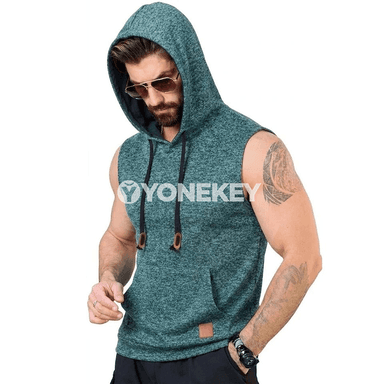 Erkekler üçin ýeňil ýeňsiz kapýuşonly sport switeri