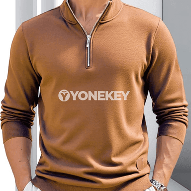 Erkekler üçin ýarym fermuarly ýyly switer, ýokary boýunly