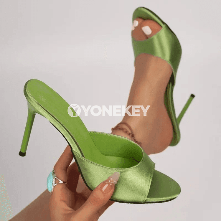 Zenanlar üçin täze stiletto balyk agyz sandal, açyk ujly, elegant