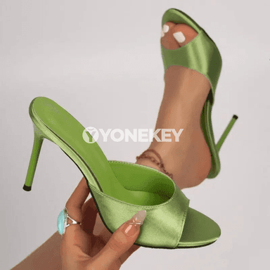 Zenanlar üçin täze stiletto balyk agyz sandal, açyk ujly, elegant