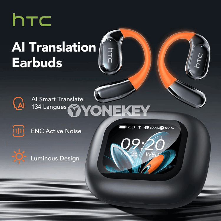 HTC NE27 Bluetooth gulakly, AI dilli terjimeçi, ekranly