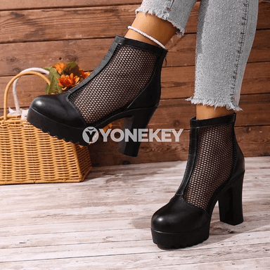 Zenanlar üçin ýokary ökjekli platformaly fermuarly sandals ökjek aýakgaplar