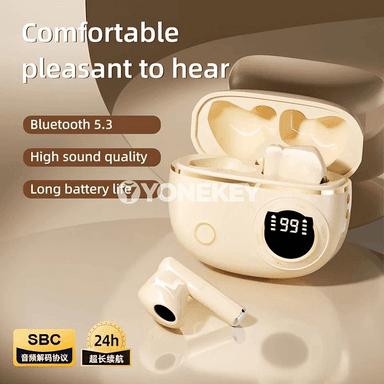 Bluetooth 5.4 simsiz nausnikler, LED displeýli, suw geçirmeýän