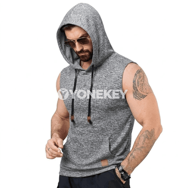Erkekler üçin ýeňil ýeňsiz kapýuşonly sport switeri