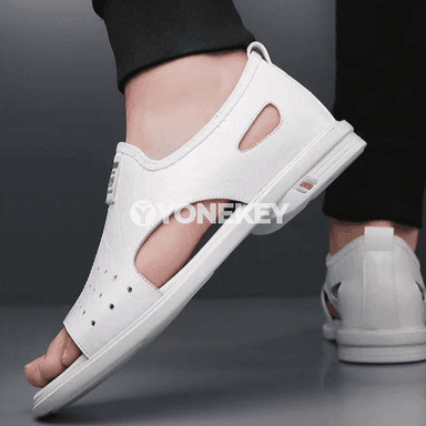 Erkekler üçin ýeňil dem alýan gaýyş sandallar, öýkenmeýän, slip-on