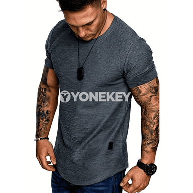 Erkekler üçin ýeňil tomus futbolkasy, gysga ýeňli sport model
