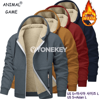 Erkekler üçin ýyly kapüşonly fleece kurtka