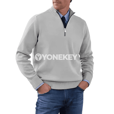 Erkekler üçin turtleneck zipli switer, güýz-gyş üçin ýyly pulower