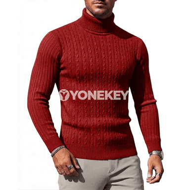 Erkekler üçin ýyly boýunly switer, gündelik uzyn ýeňli giň model