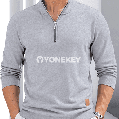 Erkekler üçin ýarym fermuarly ýyly switer, ýokary boýunly