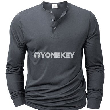 Erkekler üçin ýeňil, dem alýan uzyn ýeňli Henley futbolka, S-XXXL