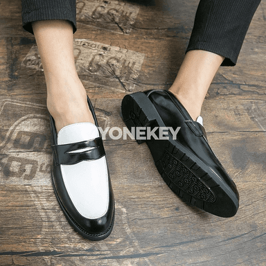 Erkekler üçin klassik deri ofis aýakgaplary, slip-on loafers