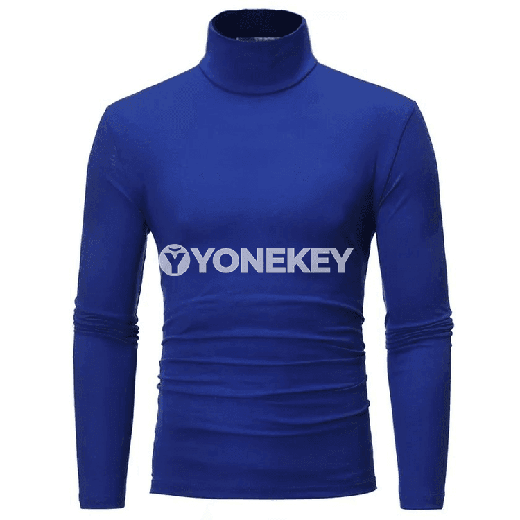 Erkekler üçin ýokary boýun, uzyn ýeňli slim fit futbolka